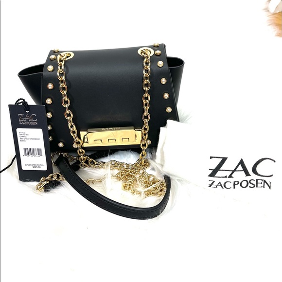 🍒ZAC ZAC POSEN Black Leather women’s Mini CrossBody Bag - Picture 8 of 11